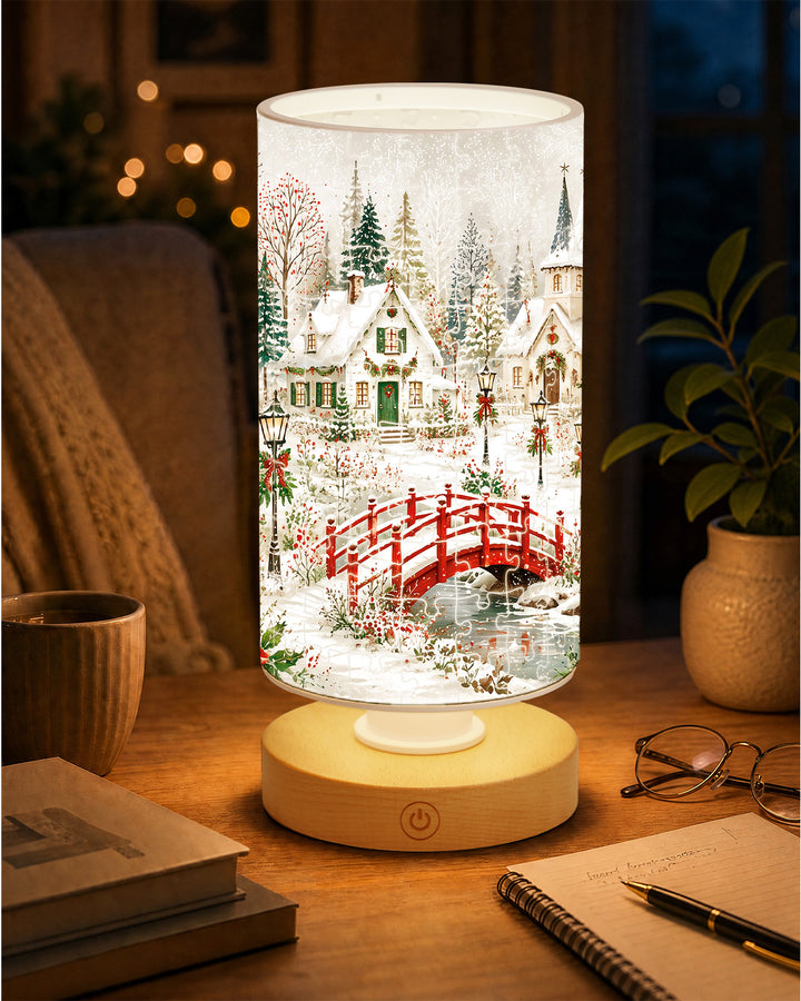 DIY Dimmable Acrylic Cylindrical Puzzle Lamp - Christmas Snow Village