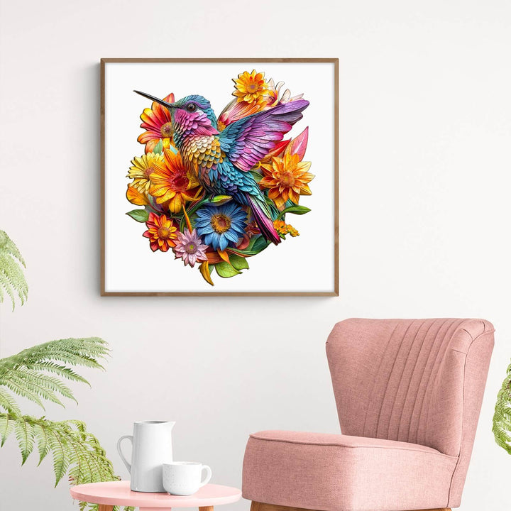 Hummingbird and Flowers Wooden Jigsaw Puzzle - By Woodbests
