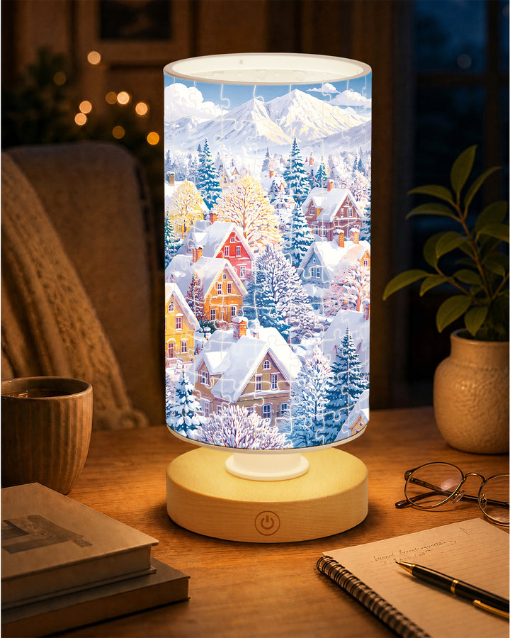 DIY Dimmable Acrylic Cylindrical Puzzle Lamp - Blue Winter Wonderland