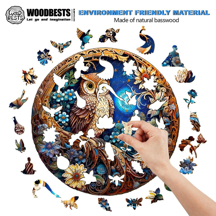 Moonlight Owl Wooden Jigsaw Puzzle-Woodbests
