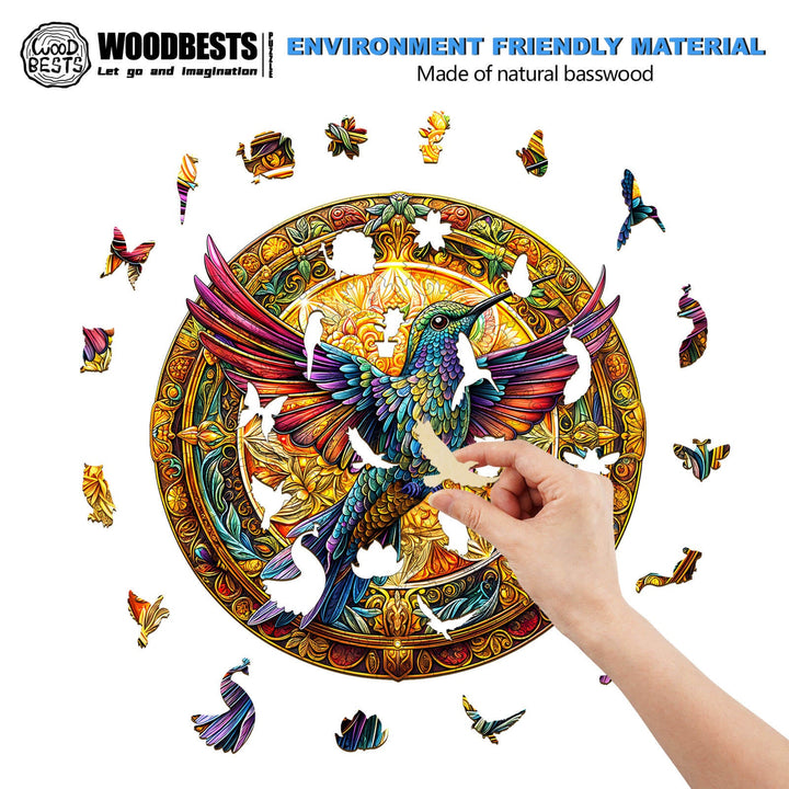 Vintage hummingbird-2  Wooden Jigsaw Puzzle
