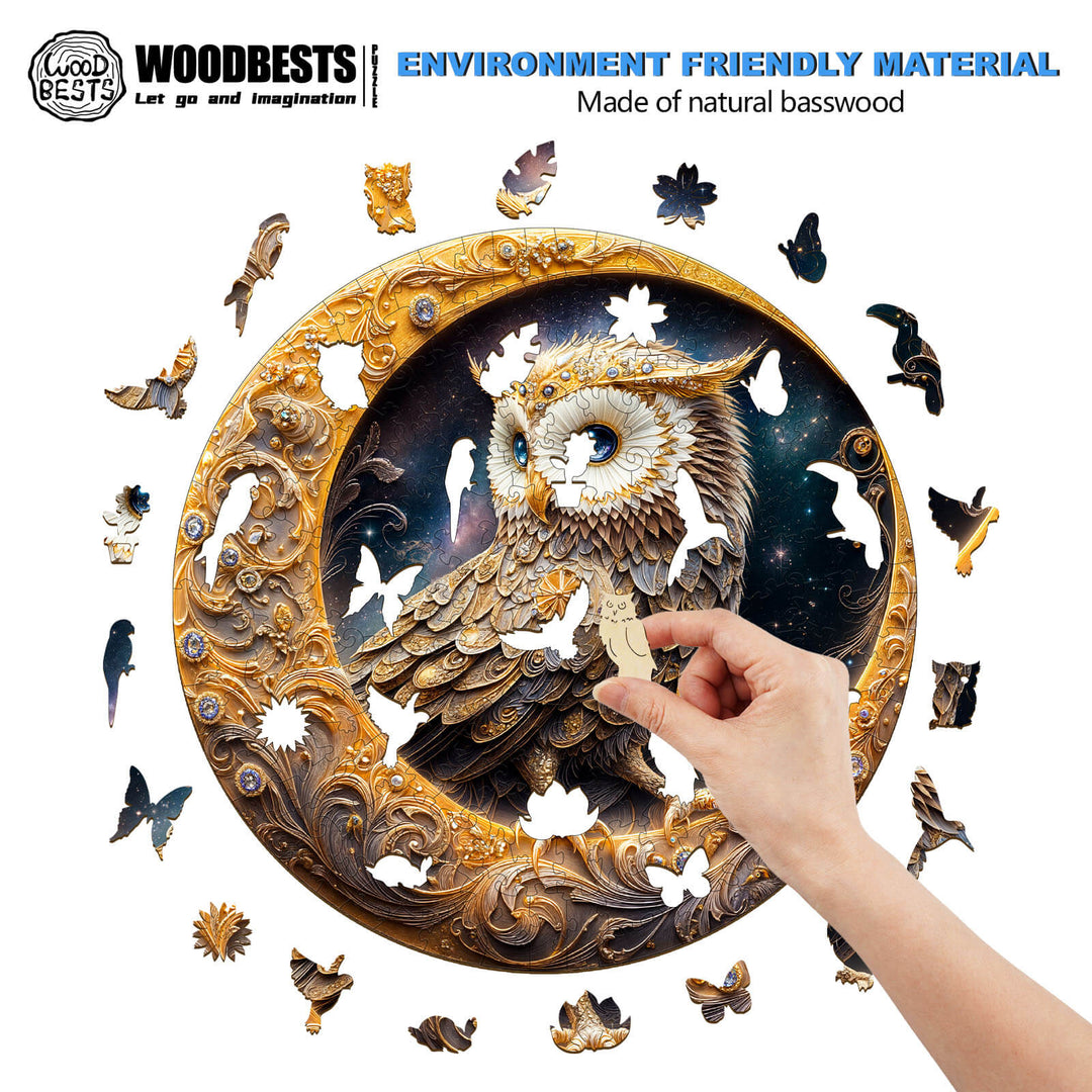 Crescent Owl Wooden Jigsaw Puzzle
