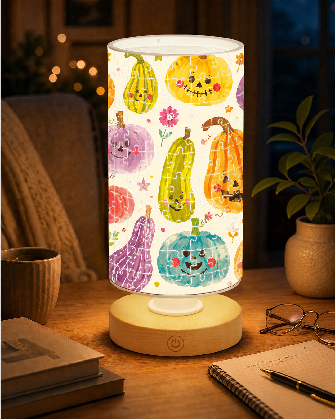 DIY Dimmable Acrylic Cylindrical Puzzle Lamp - Pumpkin Pals Party