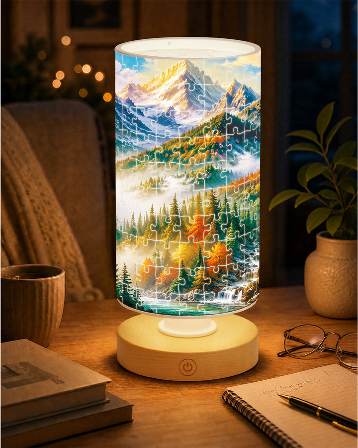 DIY Dimmable Acrylic Cylindrical Puzzle Lamp - Mountain Paradise