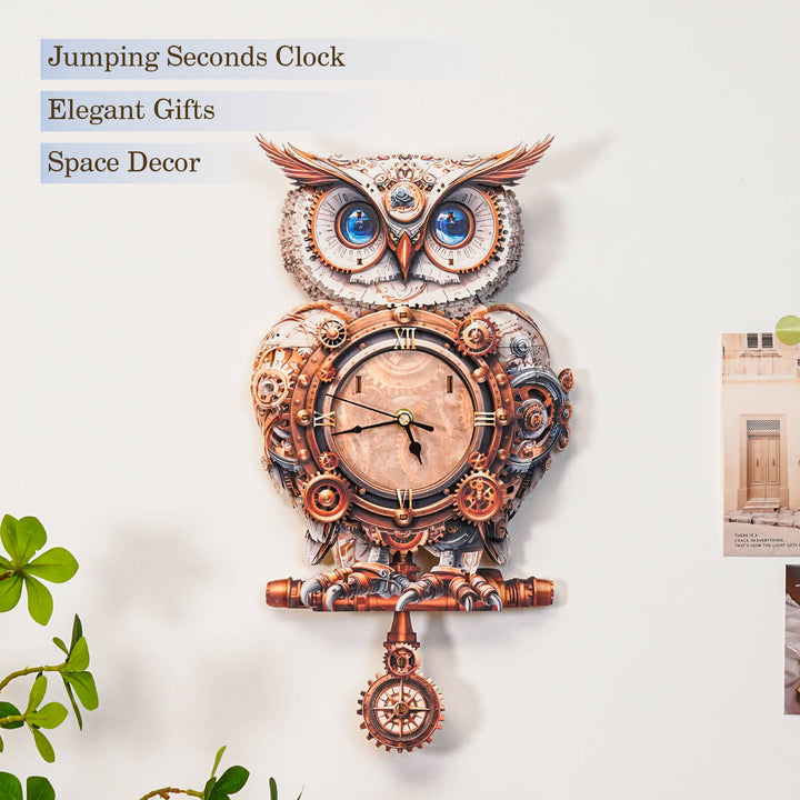 Mechanical Owl - DIY Wooden Clock , 3D Puzzle Craft Kit