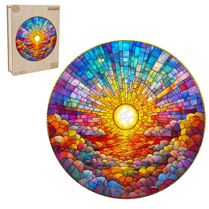 Stained Glass Rainbow Wooden Jigsaw Puzzle - By Woodbests
