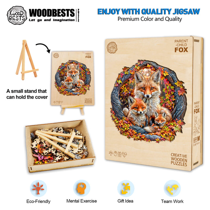 Parent-child fox Wooden Jigsaw Puzzle