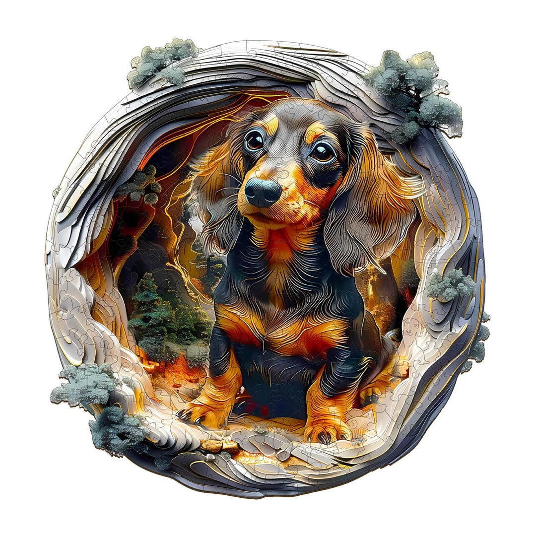3D Dachshund-1 Wooden Jigsaw Puzzle - Woodbests