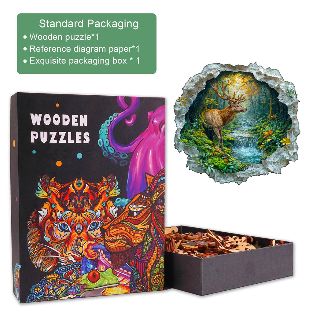 Deer and forest Wooden Jigsaw Puzzle