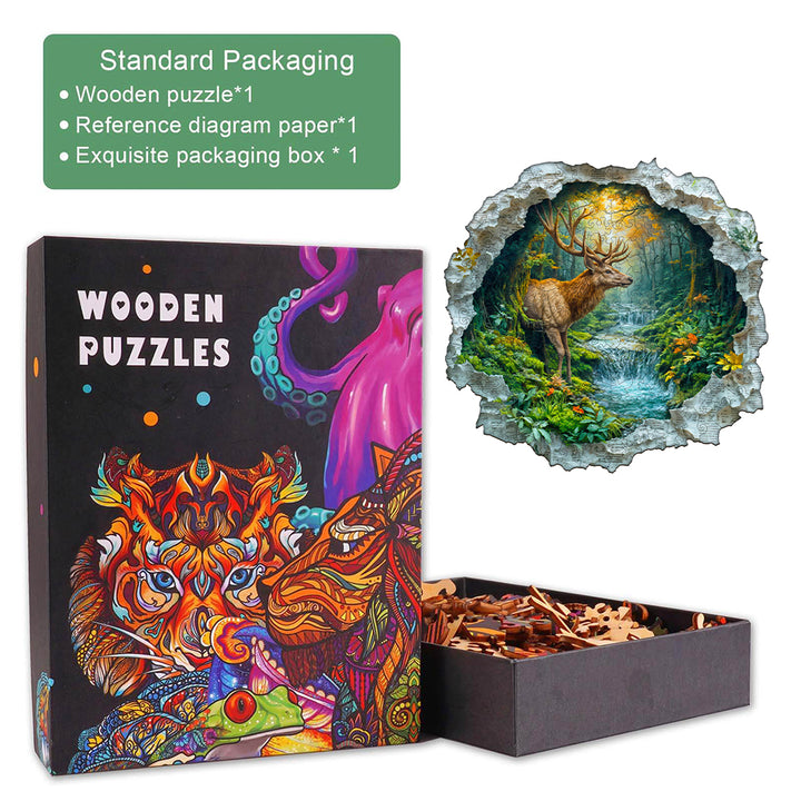 Deer and forest Wooden Jigsaw Puzzle