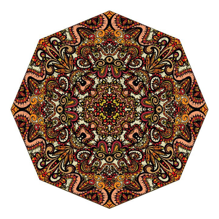 Intricate doodle art by Lori Anne McKague featuring vibrant swirls and patterns in a hexagonal design.