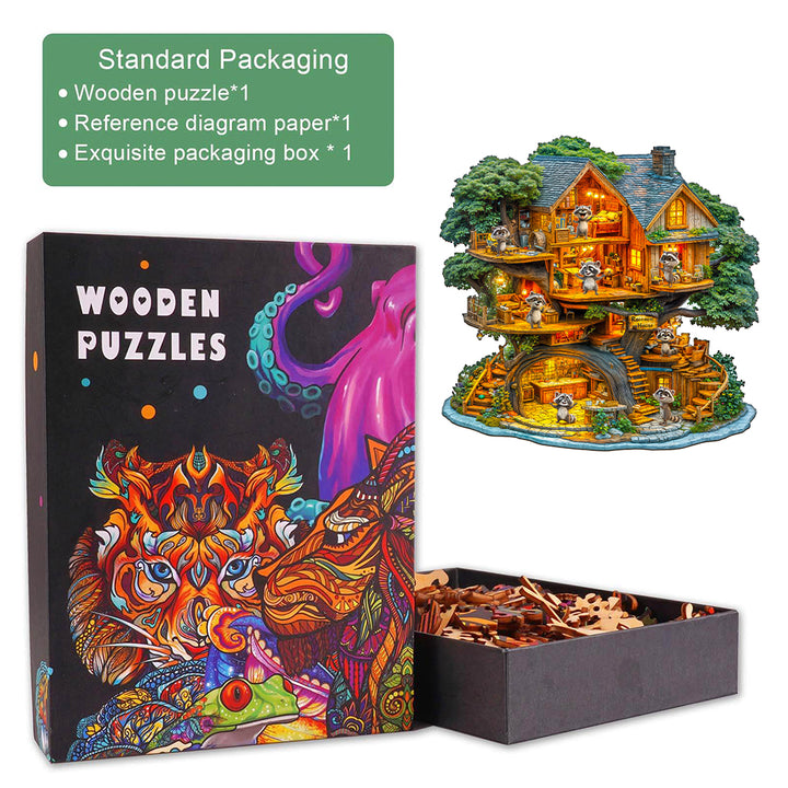 Raccoon House Wooden Jigsaw Puzzle