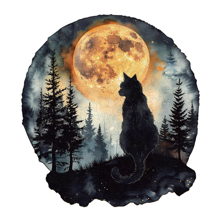 Moonlit Vigil Wooden Jigsaw Puzzle
