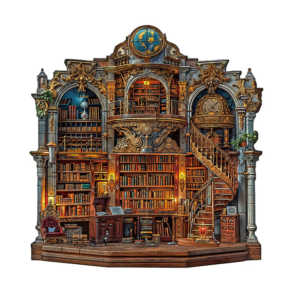 Gothic Revival Bookstore Wooden Jigsaw Puzzle