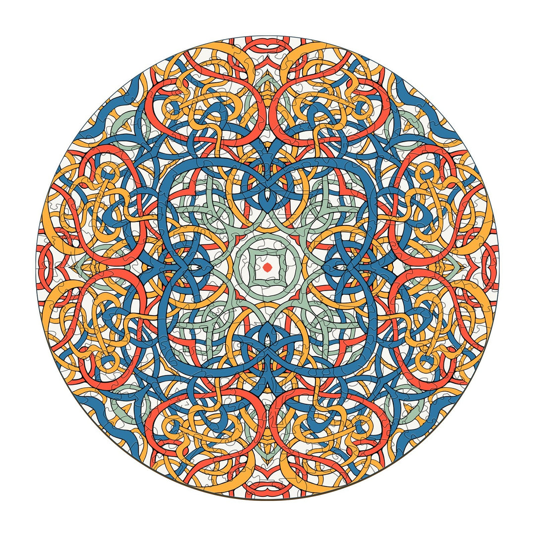 Mandala Celtic Chaos doodle art by Lori Anne McKague, featuring intricate patterns in vibrant colors.