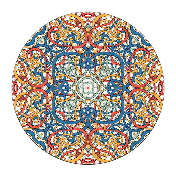 Mandala Celtic Chaos doodle art by Lori Anne McKague, featuring intricate patterns in vibrant colors.