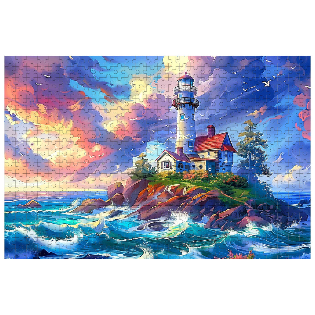 Lonely Island Lighthouse 500 / 1000 Piece Puzzle - By Woodbests