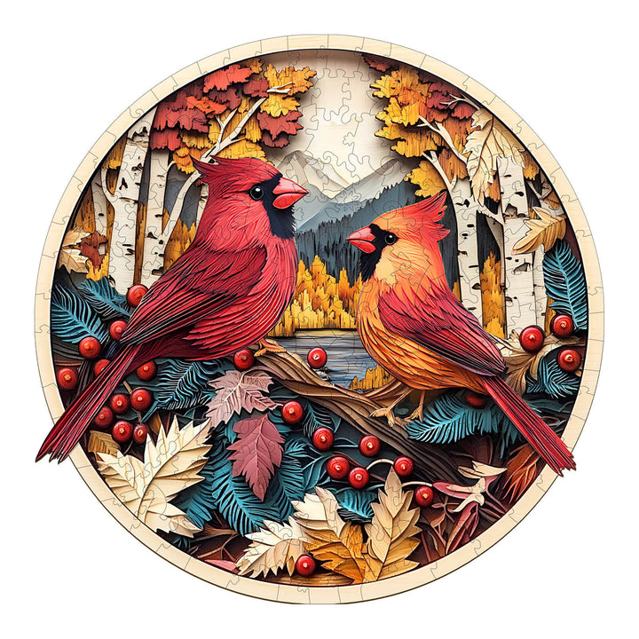 Autumn Cardinal Wooden Jigsaw Puzzle - By Woodbests