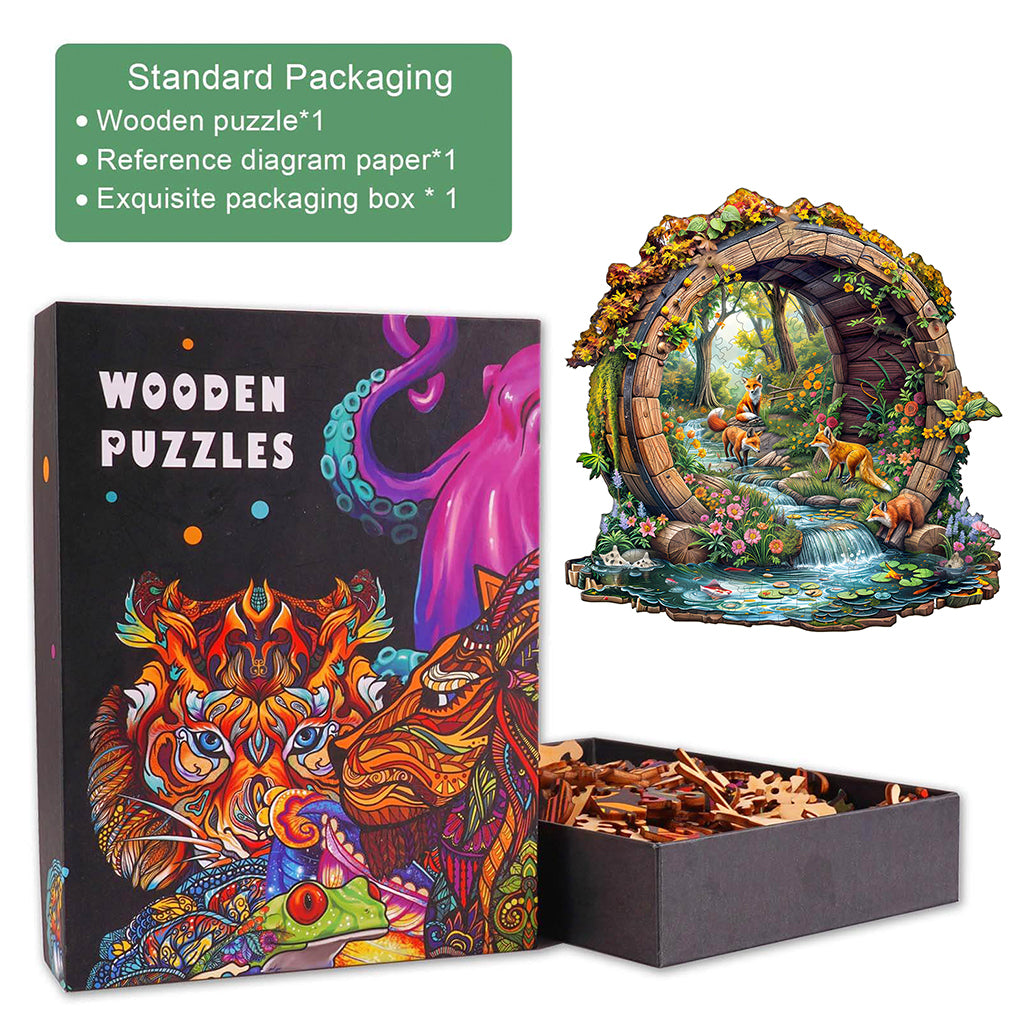 Happy foxes-2 Wooden Jigsaw Puzzle