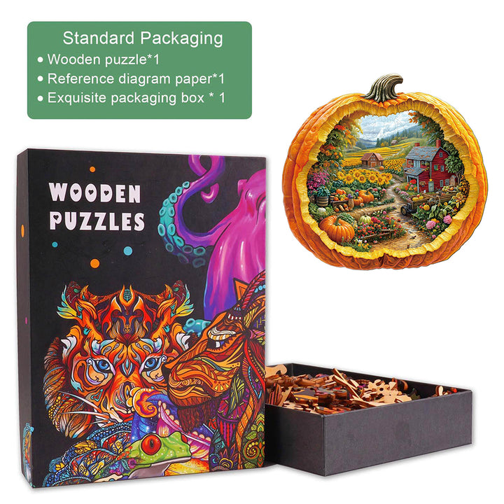 Pumpkin Summer Farm Wooden Jigsaw Puzzle