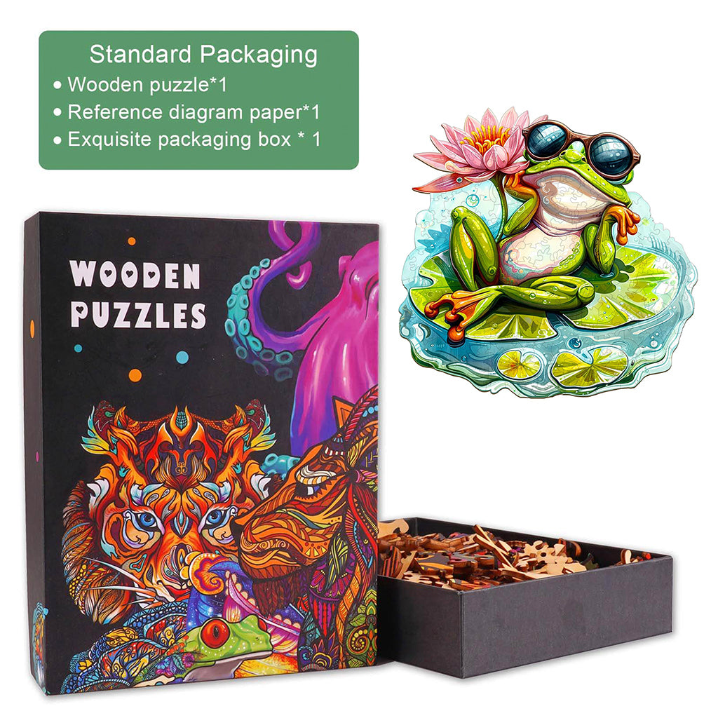 Leisurely Frog-1 Wooden Jigsaw Puzzle