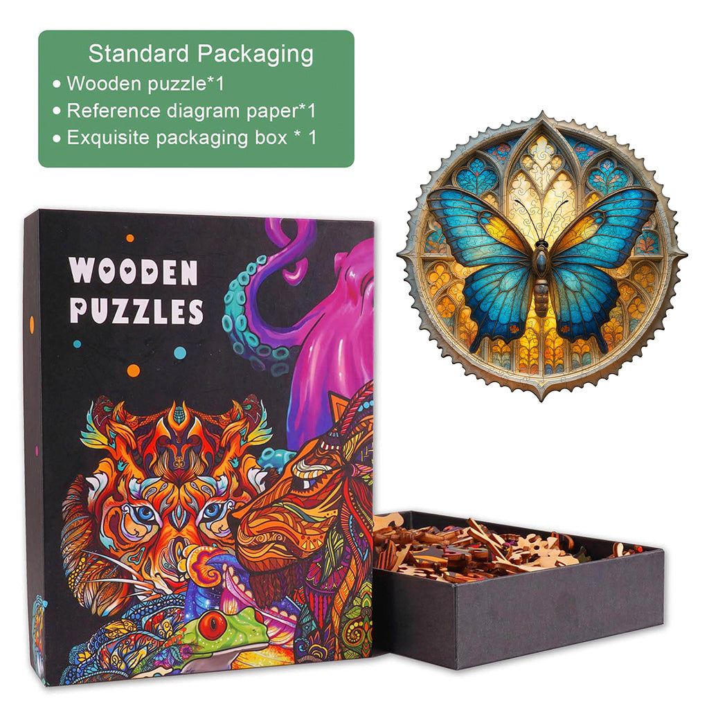 Colorful window butterfly Wooden Jigsaw Puzzle