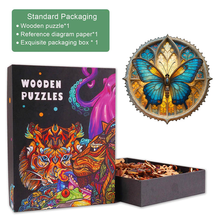 Colorful window butterfly Wooden Jigsaw Puzzle