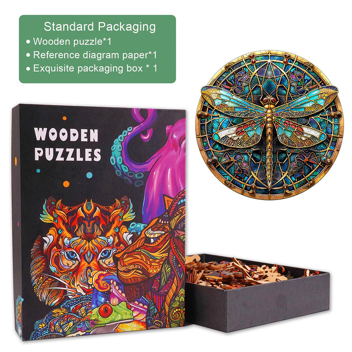 Vintage Dragonfly Wooden Jigsaw Puzzle