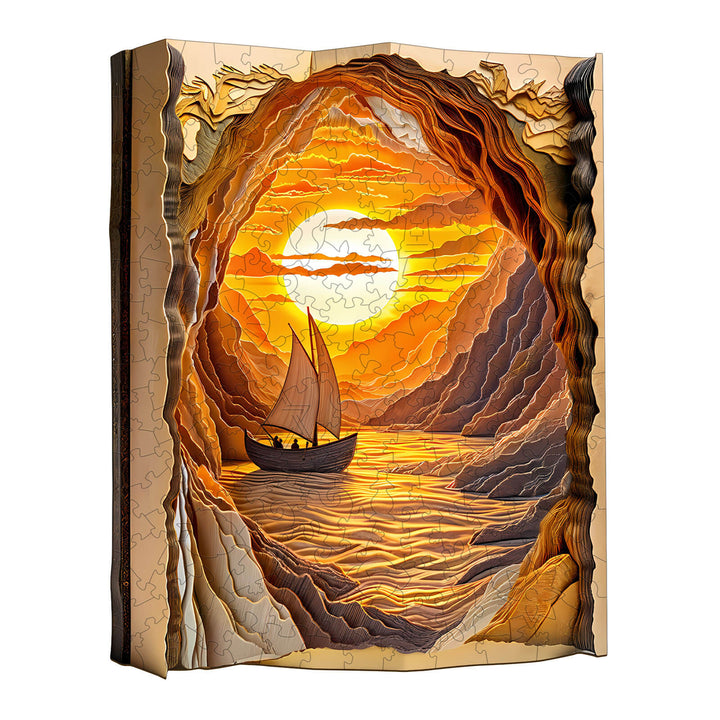 3D  Sunset sailing Wooden Jigsaw Puzzle