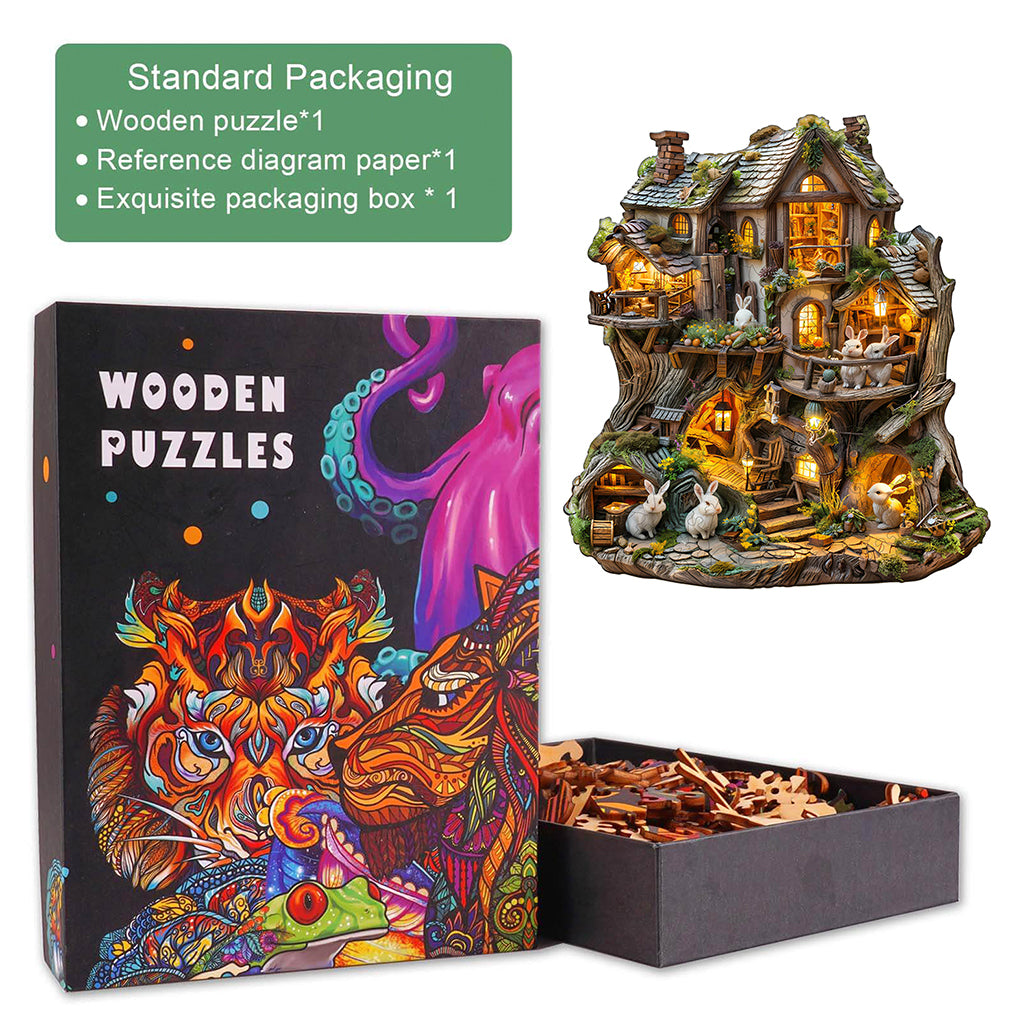 Rabbit's Tree House  Wooden Jigsaw Puzzle
