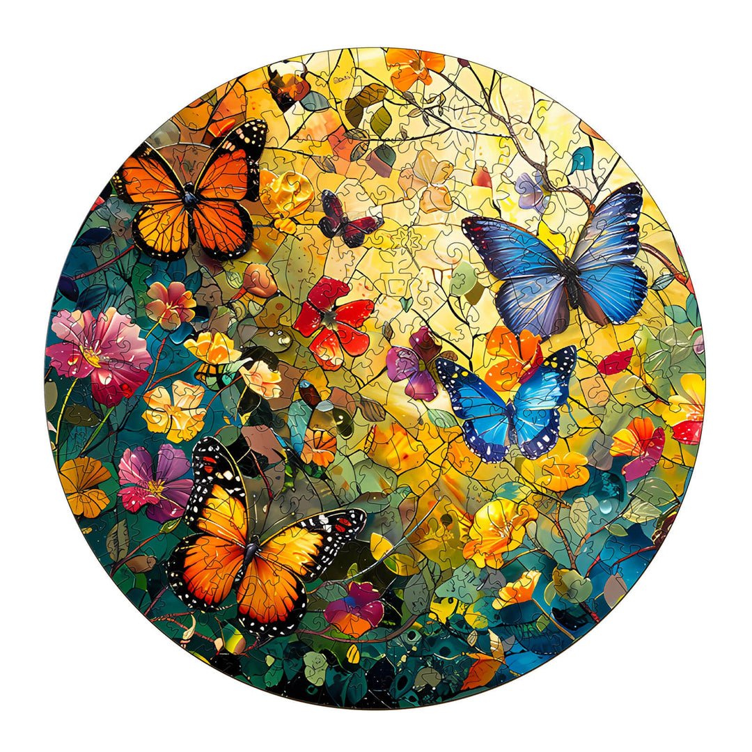 Butterflies and Flowers Wooden Jigsaw Puzzle - By Woodbests