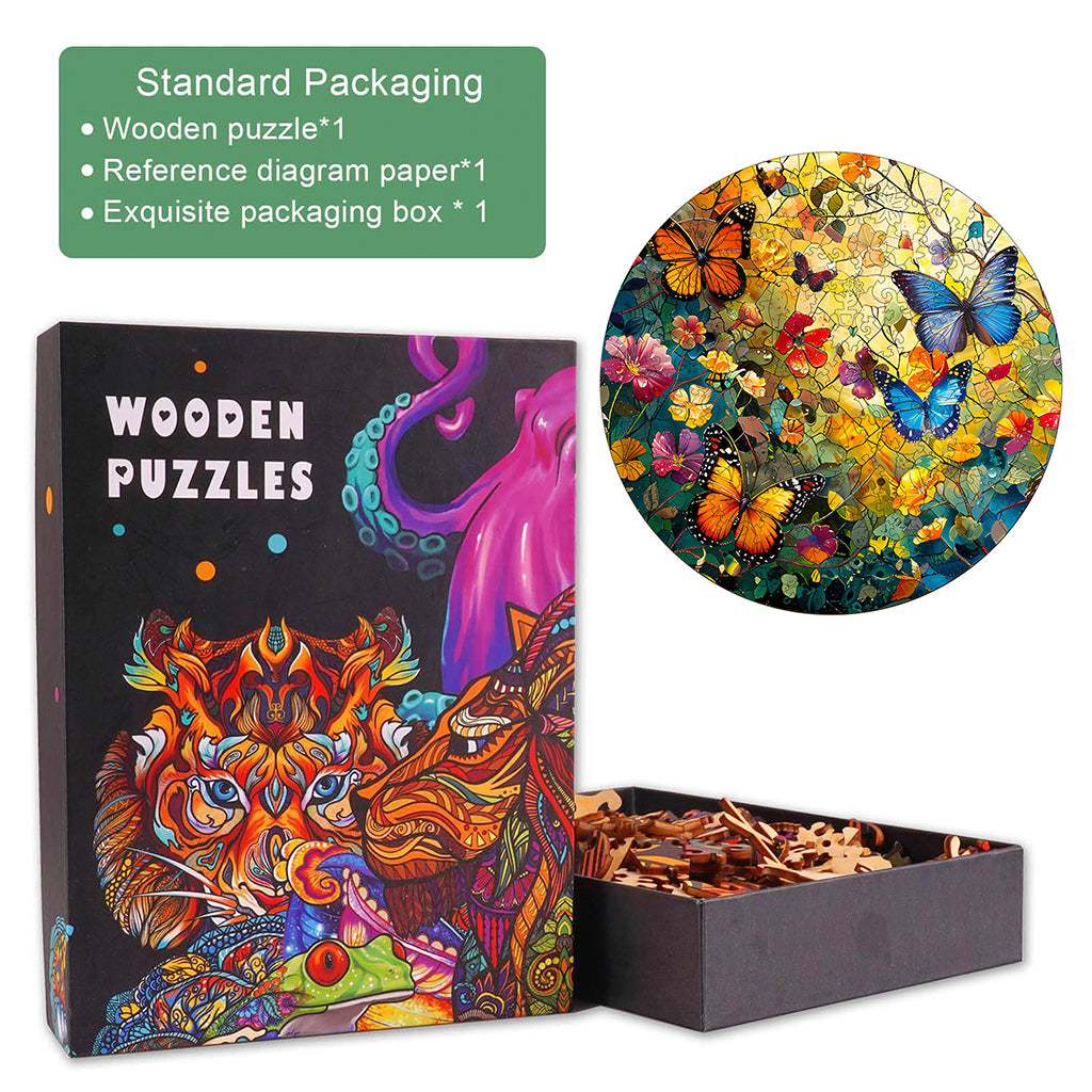 Butterflies and Flowers Wooden Jigsaw Puzzle