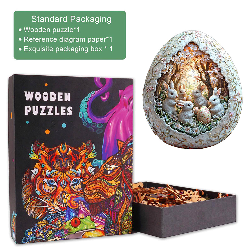 3D Eggshell world Easter-2  Wooden Jigsaw Puzzle