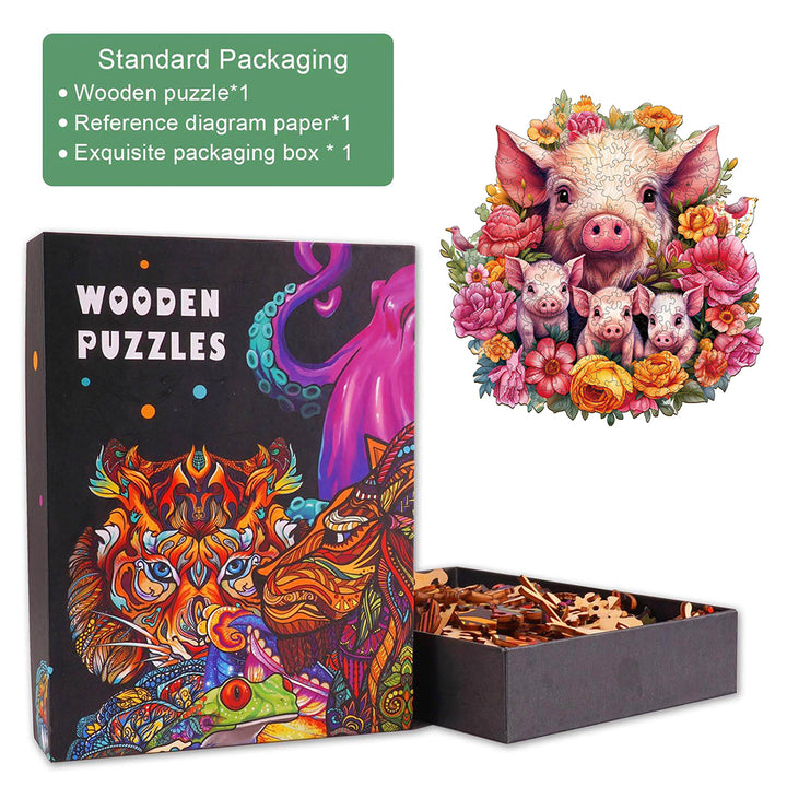 Mother Pig And Piglet-2 Wooden Jigsaw Puzzle