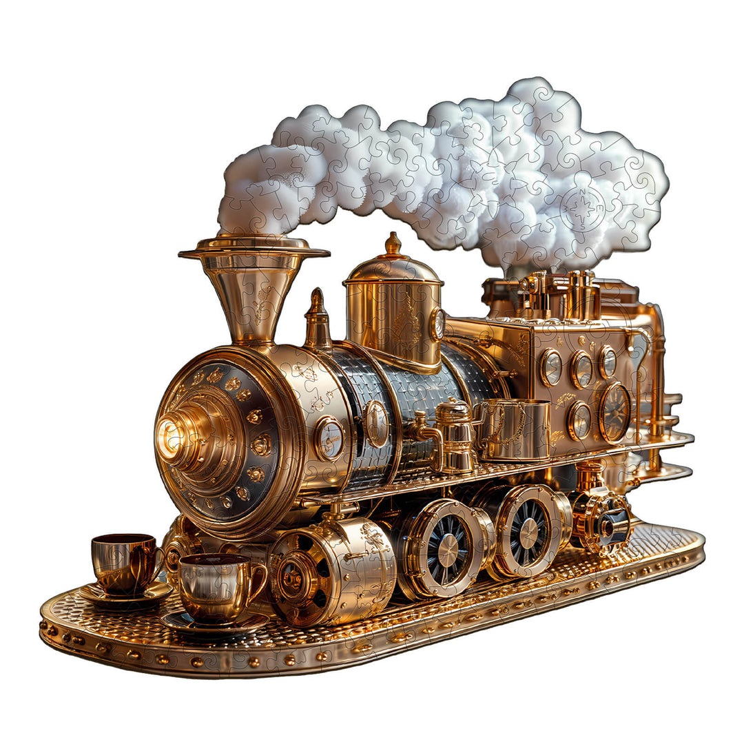 Train coffee machine Wooden Jigsaw Puzzle