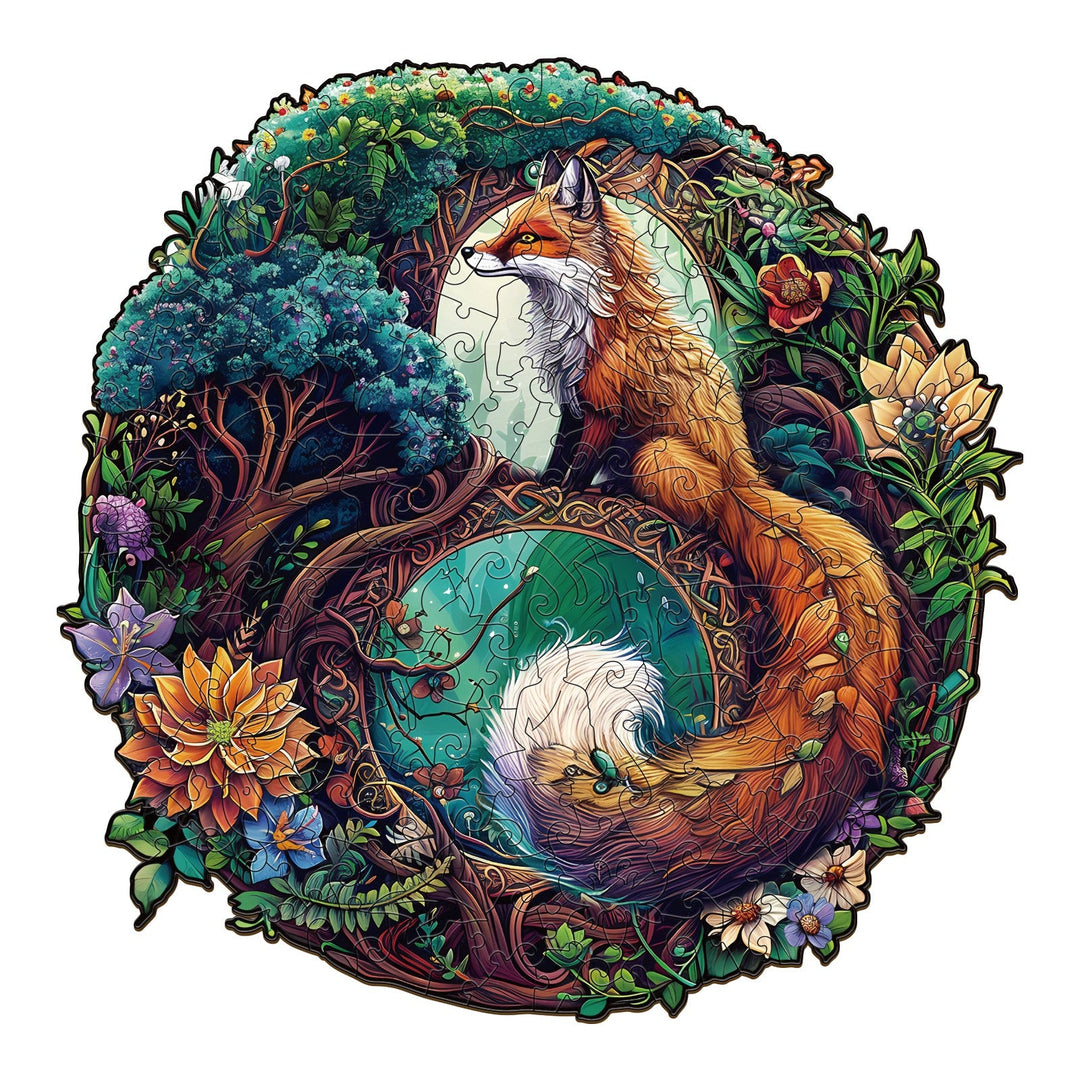 Yin Yang Fox-3 Wooden Jigsaw Puzzle-Woodbests