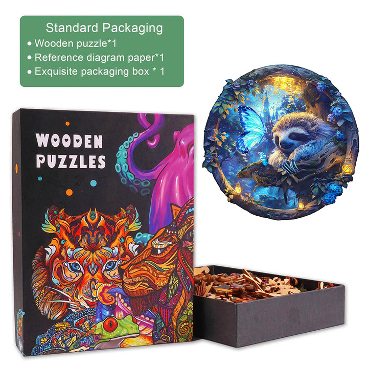 Butterfly and Sloth-2 Wooden Jigsaw Puzzle