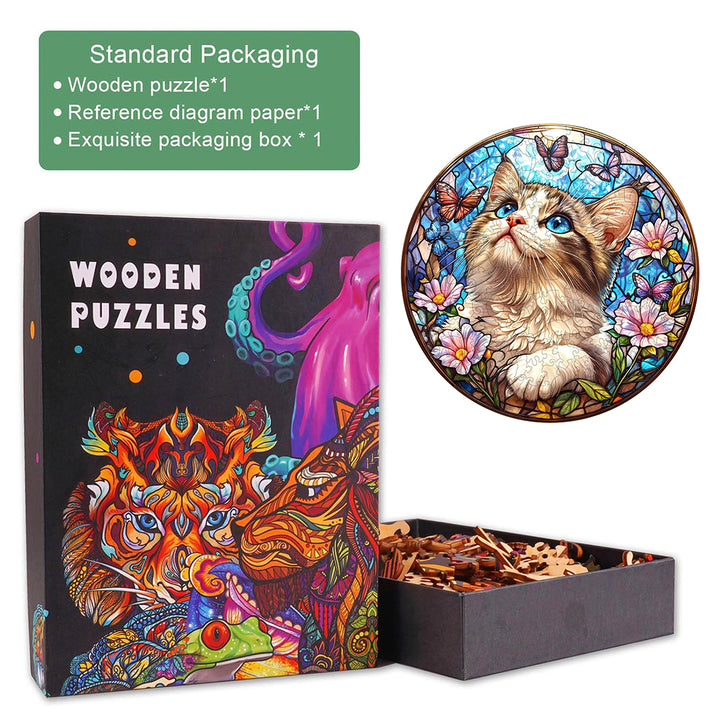 Ragdoll and Butterfly  Wooden Jigsaw Puzzle