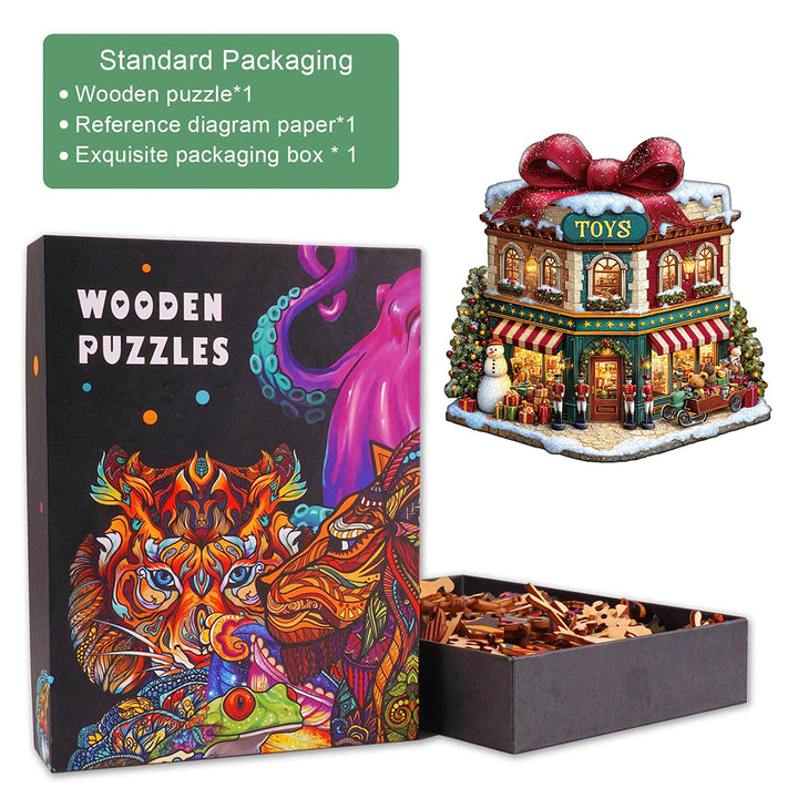 Christmas Toy Store Wooden Jigsaw Puzzle