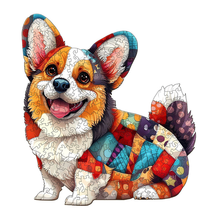 Patchwork Corgi Wooden Jigsaw Puzzle - By Woodbests