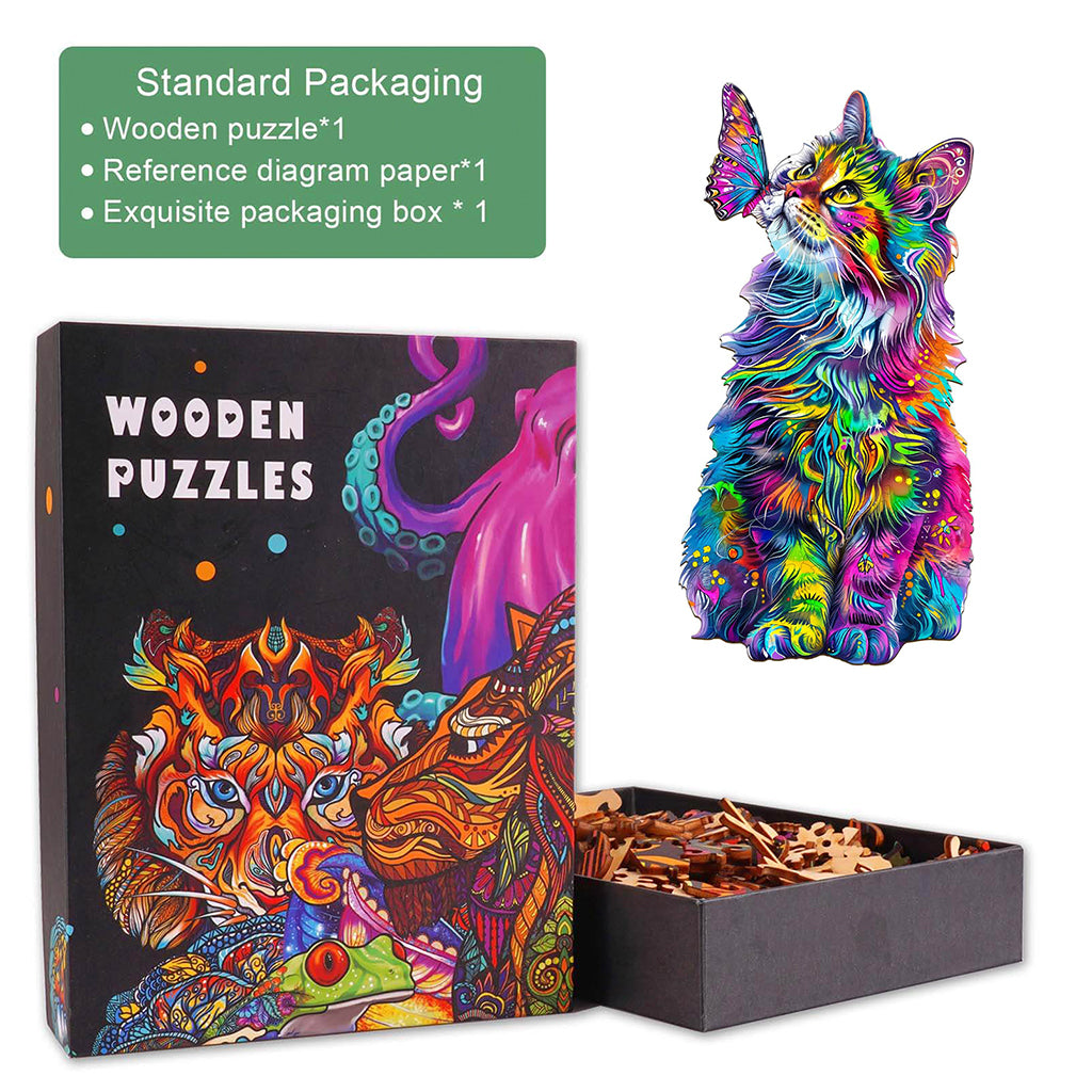 Colorful Cat Wooden Jigsaw Puzzle