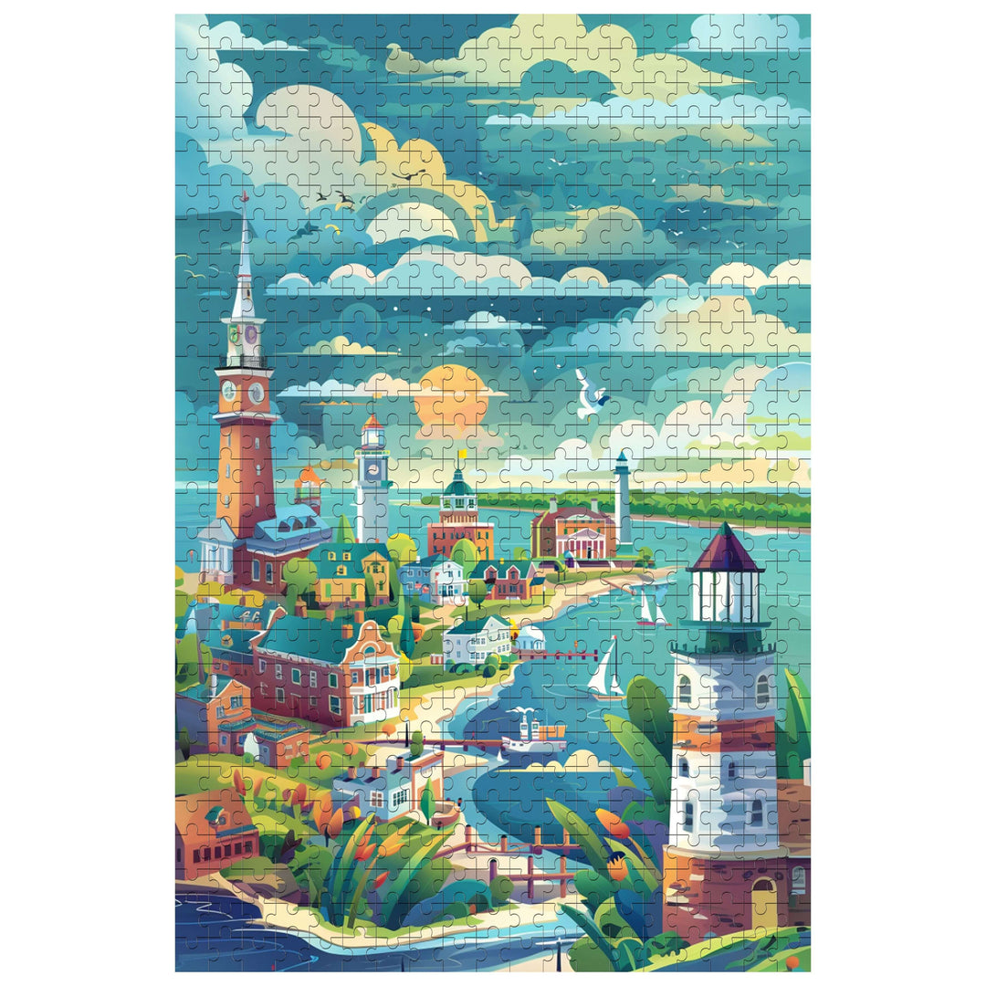 Coastal City 500 / 1000 Piece Puzzle - By Woodbests