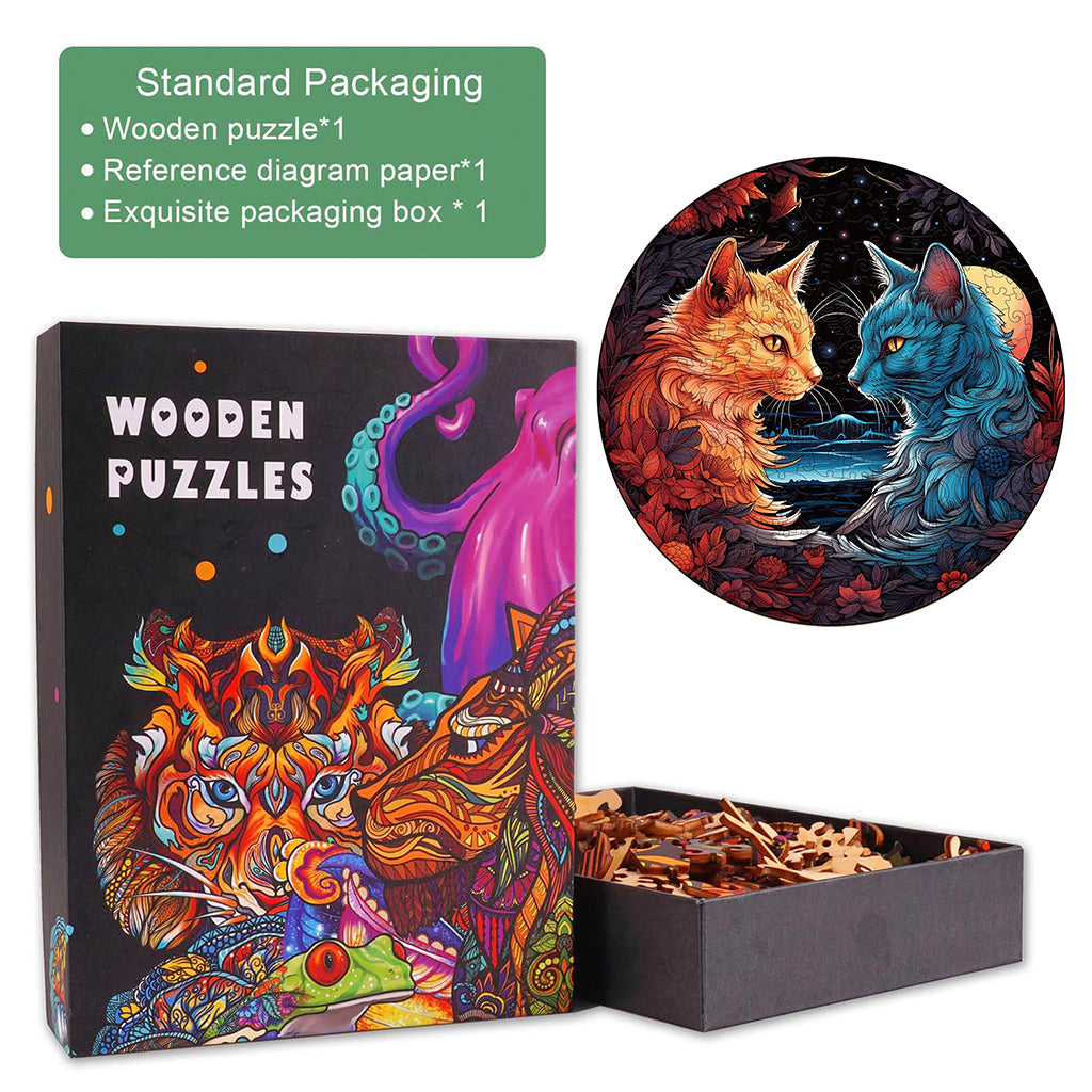 Yin Yang Cat-2 Wooden Jigsaw Puzzle