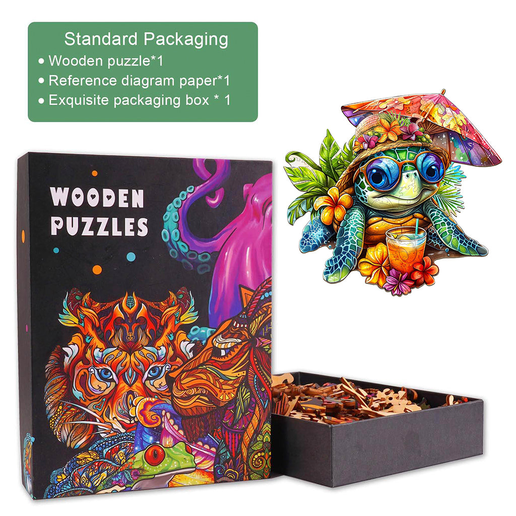 Beach Turtle Wooden Jigsaw Puzzle