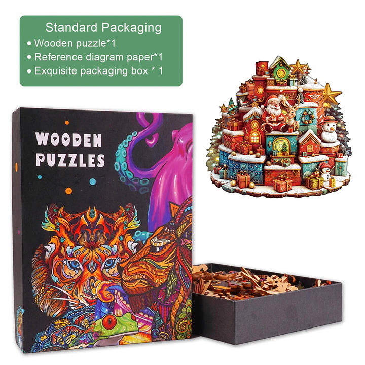 Christmas gift house Wooden Jigsaw Puzzle