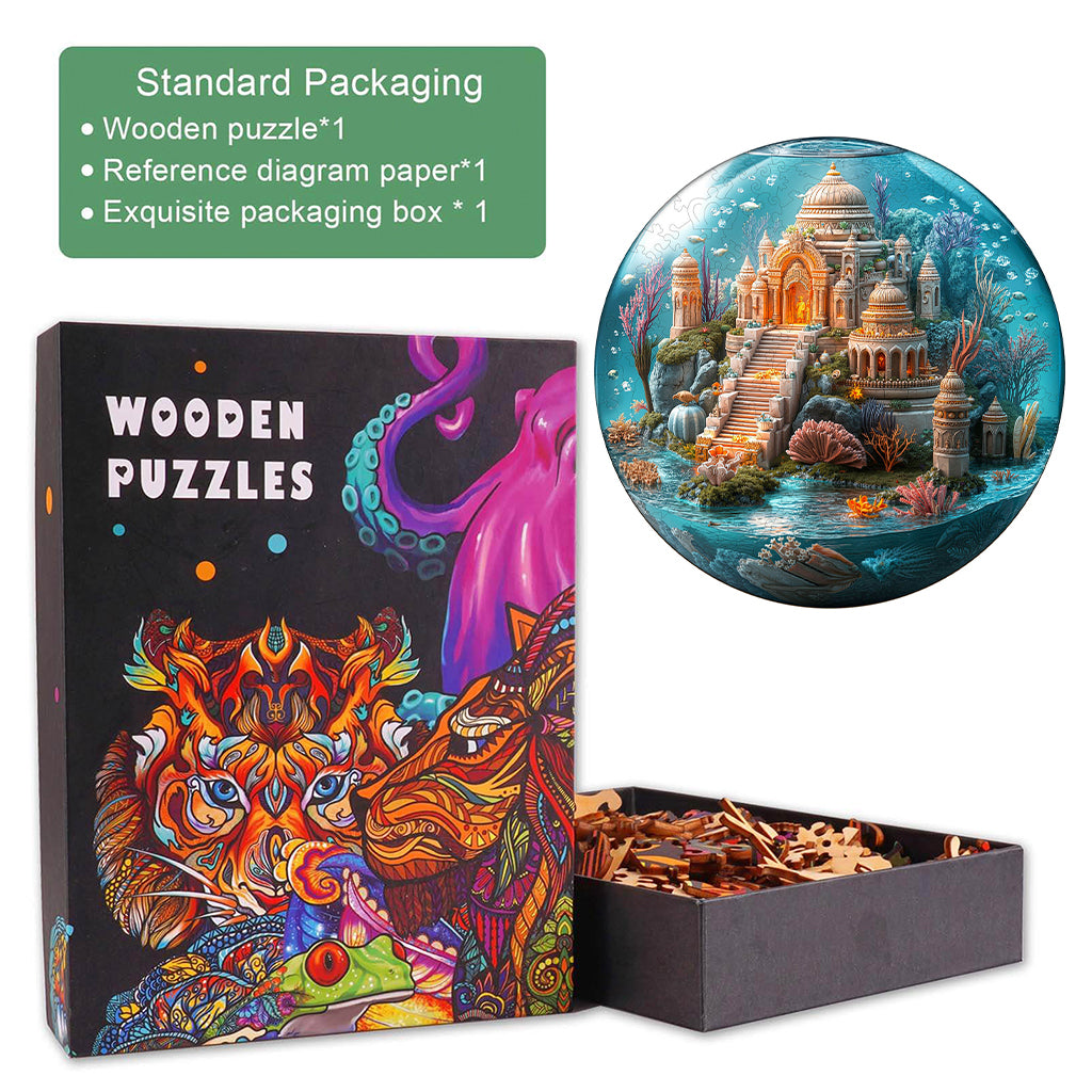 Underwater Mandala Temple Wooden Jigsaw Puzzle