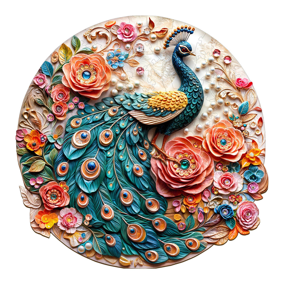 Jewel Peacock Wooden Jigsaw Puzzle - Woodbests