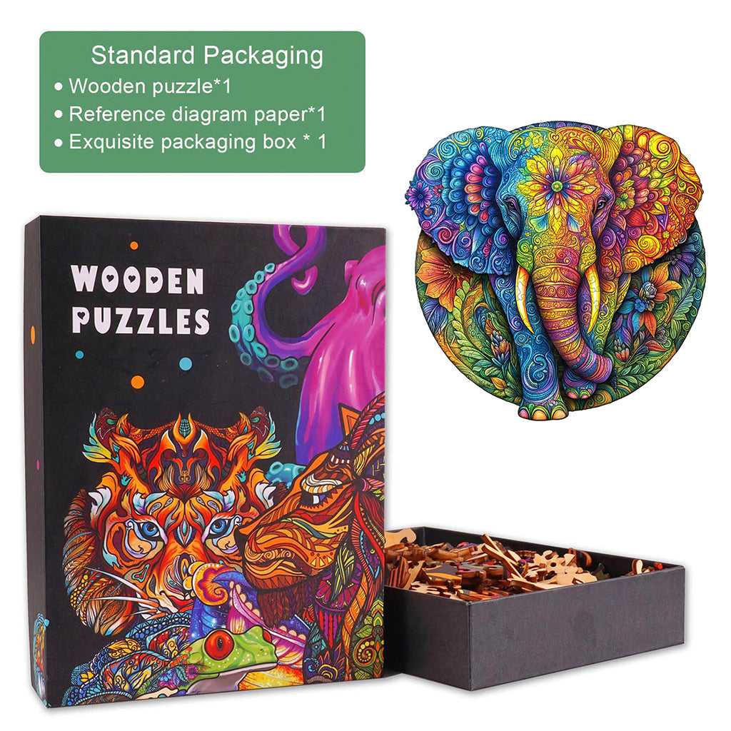 Mandala Elephant Wooden Jigsaw Puzzle