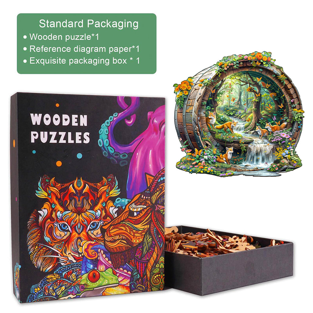 Happy foxes-1 Wooden Jigsaw Puzzle