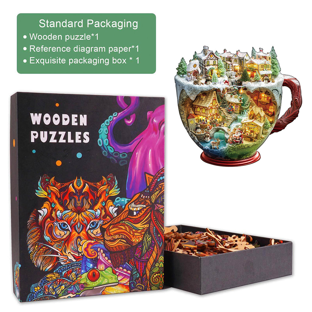 Christmas coffee cup Wooden Jigsaw Puzzle